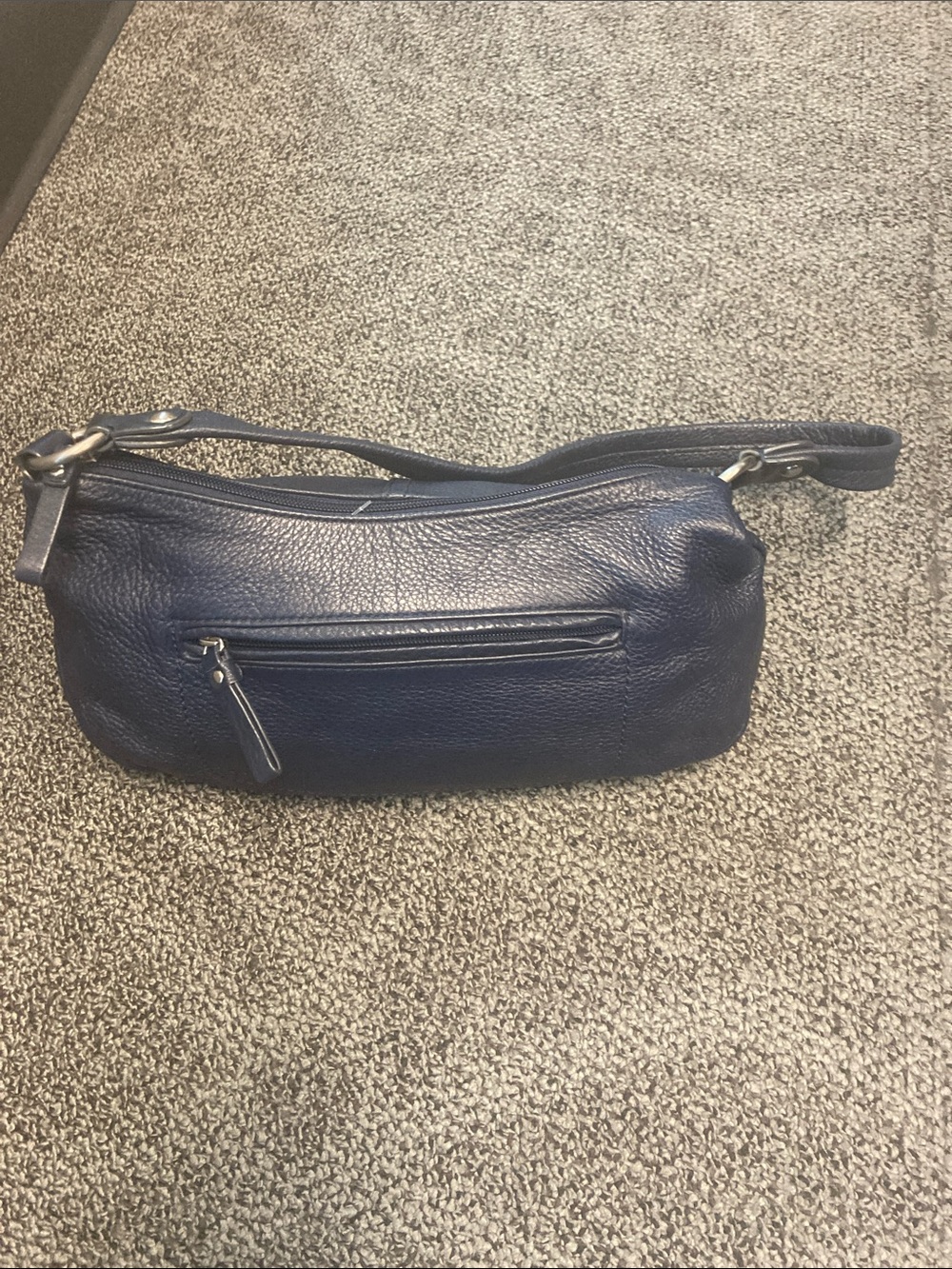 Navy Pebbled Leather Shoulder Bag